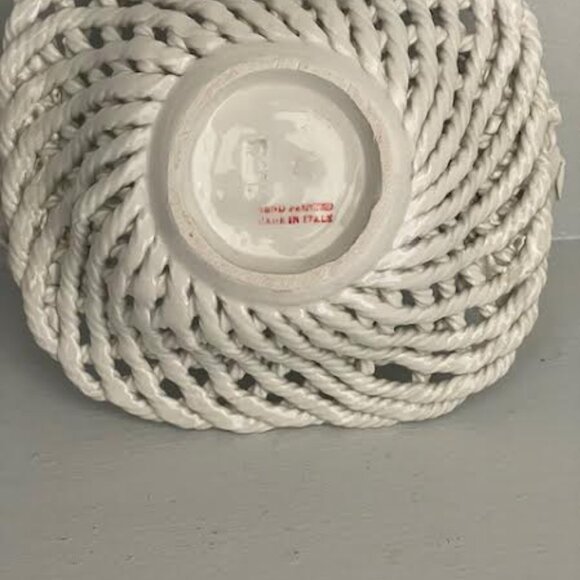 Beautiful Italian Capodimonte Style Vintage Hand Painted Basket Floral Embossed - Picture 9 of 9